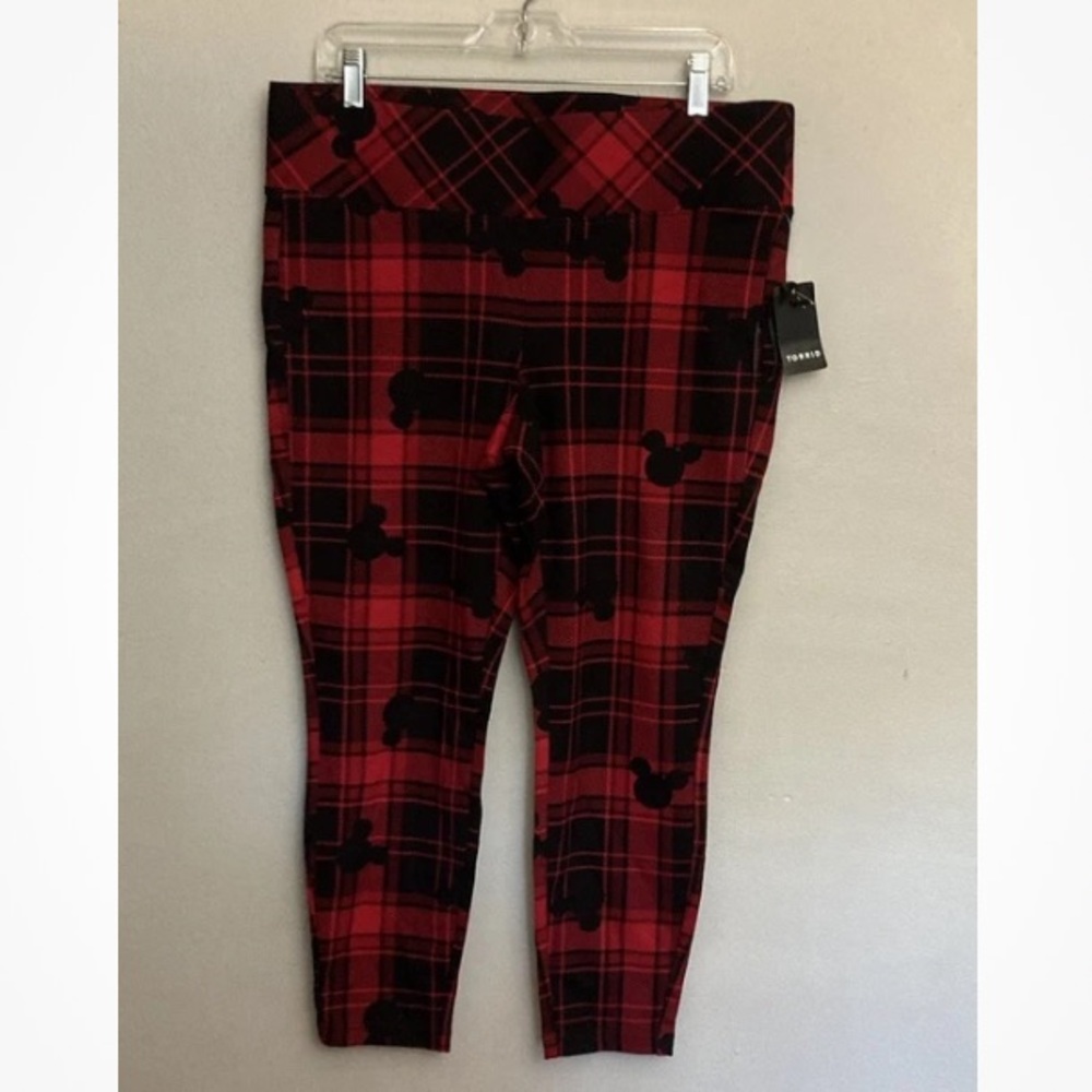 8-28 Torrid Disney Mickey Leggings Red plaid 1x NWT